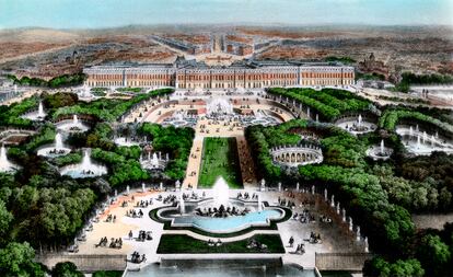 Versalles, el modelo en el que se han mirado casi todos los grandes parques y jardines del mundo occidental, en un dibujo de principios del siglo XX.