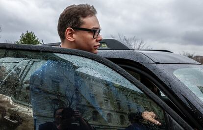 U.S. Representative George Santos (R-NY) gets into a car outside the Longworth House Office building in Washington, January 31, 2023.