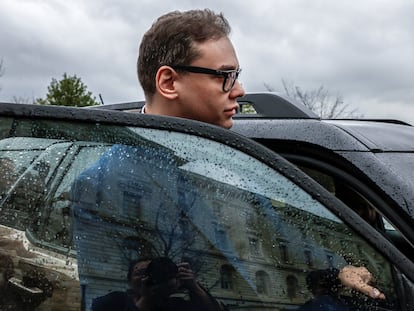 U.S. Representative George Santos (R-NY) gets into a car outside the Longworth House Office building in Washington, January 31, 2023.