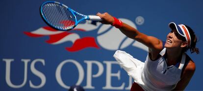 Garbiñe Muguruza, en el partido de primera ronda del US Open disputado contra Varvara Lepchenko.