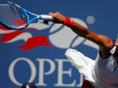 Garbiñe Muguruza, en el partido de primera ronda del US Open disputado contra Varvara Lepchenko.