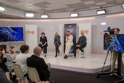 Miriam García Corrales, María Eizaguirre, Arturo Valls y Roger López, en la presentación de 'That's My Jam: que el ritmo no pare', este jueves en Madrid.