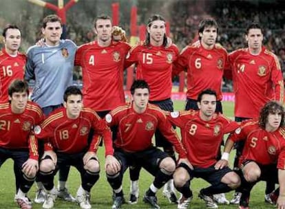 La selección española de fútbol en febrero pasado cuando se enfrentó a Suecia