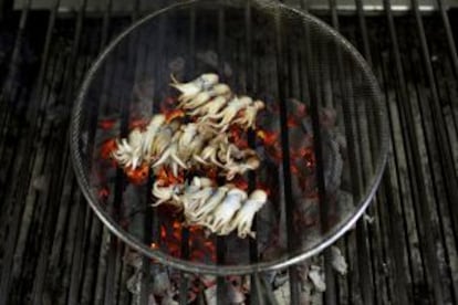 Pulpitos a la brasa del asador Etxebarri.