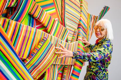 Marta Minujín en la Galería Karimanzutto, en Ciudad de México, el 21 de agosto del 2025.