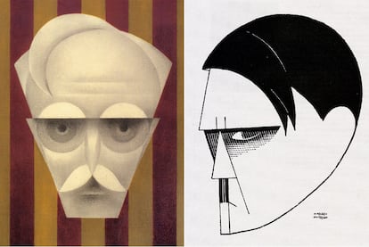 Una muestra de las idiosincrásicas caricaturas de Dameson: la de Francesc Macià que le dio renombre y la de Adolf Hitler.