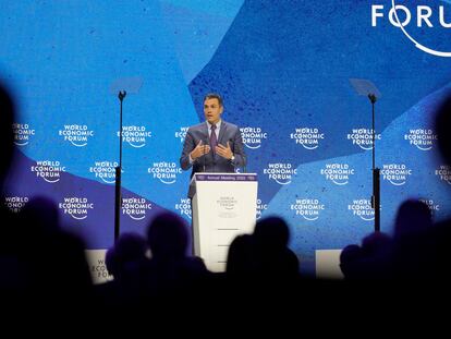 El presidente del Gobierno, Pedro Sánchez, interviene este martes en la Reunión anual del Foro Económico Mundial en Davos, Suiza.