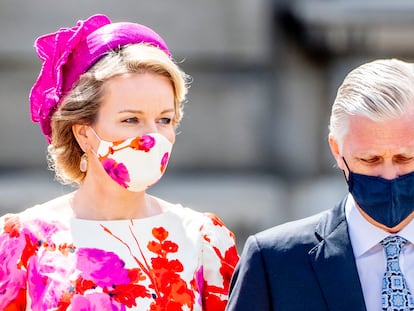Los reyes Felipe y Matilde de Bélgica, en el día nacional del país, en julio de 2020.