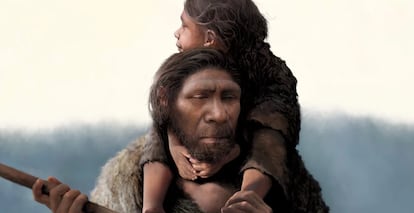 Neanderthal father and his daughter