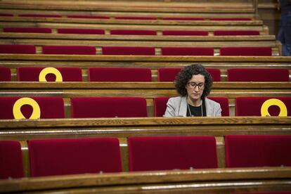 La secretaria general de ERC, Marta Rovira, en el Parlament. 