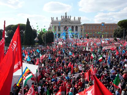 La manifestación celebrada el sábado en la plaza San Giovanni de Roma.