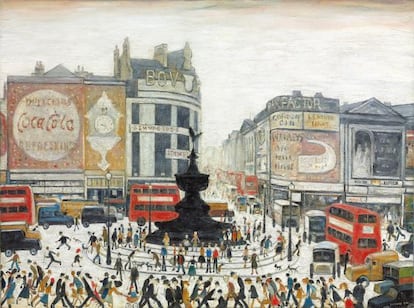 L. S. Lowry, 'Piccadilly Circus, Londres 1960'. Private Collection © The Estate of LS Lowry. © Christie’s Images Limited / The Bridgeman Art Library.