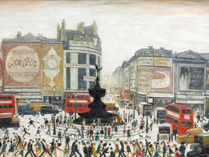 L. S. Lowry, &#039;Piccadilly Circus, Londres 1960&#039;. Private Collection &copy; The Estate of LS Lowry. &copy; Christie&rsquo;s Images Limited / The Bridgeman Art Library.    
 