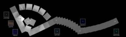 Antes de desconectar definitivamente su cámara de video, el ”Voyager 1” volvió la vista atrás para registrar en 60 imágenes una panorámica casi completa de todos los planetas del Sistema Solar, salvo Mercurio.