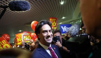 Miliband, en el St. James Centre en Edimburgo, el 16 de septiembre