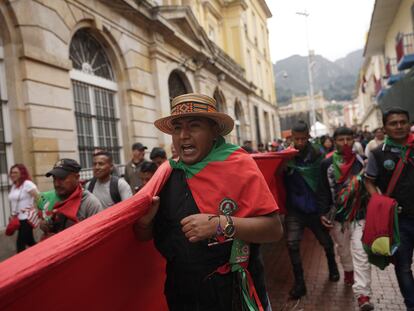 Una marcha a favor de Petro en el centro de Bogotá, el 1 de mayo de 2023.