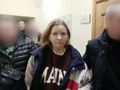 Daria Trépova, presunta autora del atentado contra el bloquero Vladlén Tatarski, este lunes.