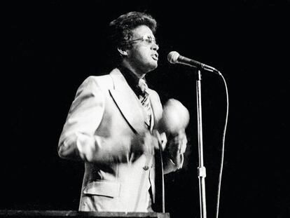 El fallecido cantante puertorriqueño Héctor Lavoe, durante una actuación en el Madison Square Garden de Nueva York en una foto sin fecha.