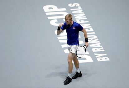 El británico Kyle Edmund celebra su triunfo en el primer partido.