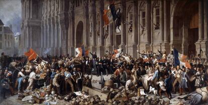 Un momento de la revolución de 1848 en París, en un cuadro de Henri Felix Philippoteaux.