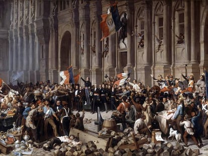 Un momento de la revolución de 1848 en París, en un cuadro de Henri Felix Philippoteaux.