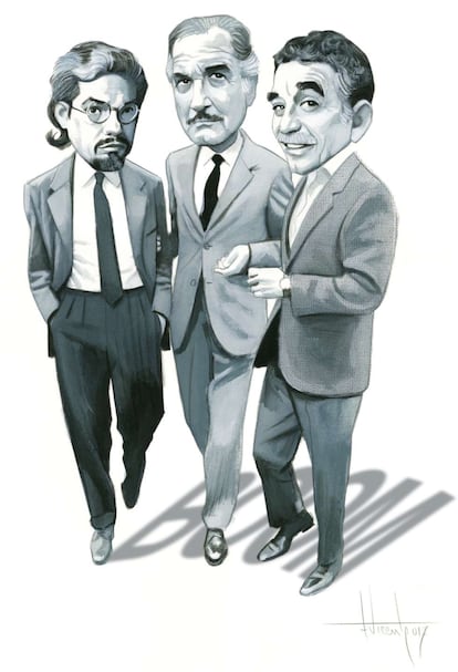 Guillermo Cabrera Infante, Carlos Fuentes y Gabriel García Márquez, vistos por Fernando Vicente.