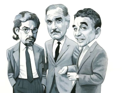 Guillermo Cabrera Infante, Carlos Fuentes y Gabriel García Márquez, vistos por Fernando Vicente.