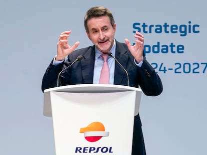 El consejero delegado de Repsol, Josu Jon Imaz, presenta los resultados y actualiza el plan estratégico de la compañía el 22 de febrero