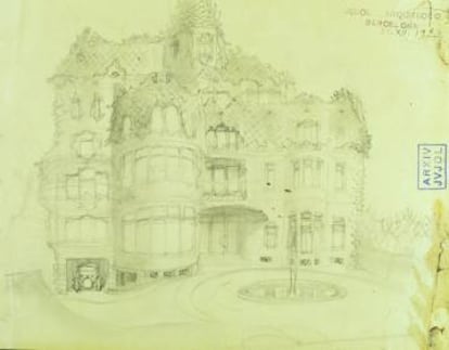 Dibuix de Jujol per a la façana de la Casa Planells del 1922.