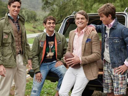 "La familia es el centro de mi mundo", opina el surfista americano Buzzy Kerbox, rostro tradicional de las campañas de Ralph Lauren, rodeado de sus tres hijos: Kody, Kasey y Kyler.