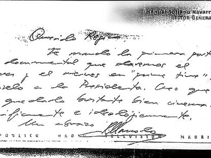 Nota remitida por Manuel Soriano a Regino García-Badell.