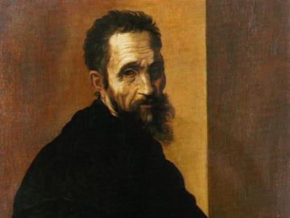 Uno de los pocos retratos de Miguel Ángel, realizado por Jacopino del Conte en 1535.