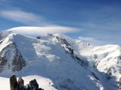 Detalle del macizo del Mont Blanc, con la Dôme de Goûter (4.304 metros) a la derecha