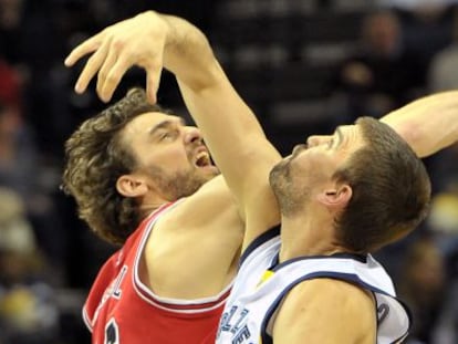 Pau y Marc Gasol en el Grizzlies-Bulls de diciembre.