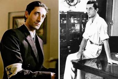 Adrien Brody, en una imagen de <i>El pianista.</i> A la derecha, Manolete, en una fotografía de archivo realizada en su domicilio.