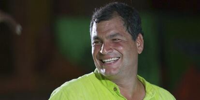 El presidente ecuatoriano, Rafael Correa, en el mit&iacute;n que celebr&oacute; ayer en Guayaquil. 