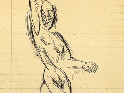 Facsímil de uno de los dibujos del <i>Cuaderno Nº 7,</i> preparatorio de <i>Las señoritas de Aviñón</i>.