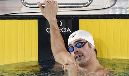 Rafa Muñoz, tras la final de 100m mariposa donde acabó segundo. 