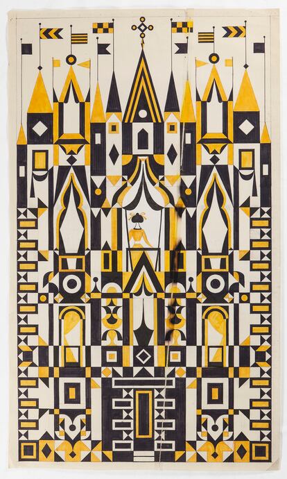 Diseño textil de principios de los setenta.