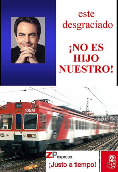 Arriba, imagen de la "aclaración de los colectivos de prostitutas sobre ZP"; abajo, referencia al 11-M y la victoria de Zapatero.