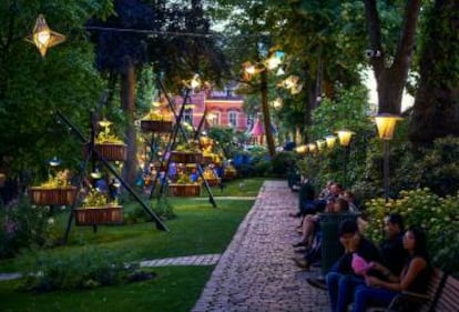 Jardines del parque Tívoli, en Copenhague.