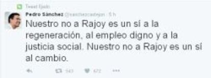 Captura del tweet de Pedro Sánchez.