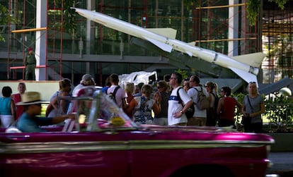 Tourists outside the Revolution Museum in Havana.