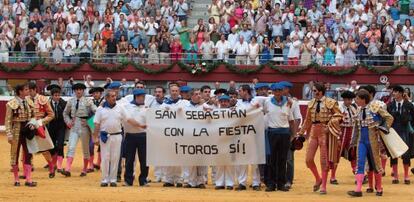 Los seis toreros que cerraron la feria donostiarra el pasado 17 de agosto se unieron a la reivindicación por la continuidad de la fiesta.