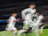 Fede Valverde, durante el partido entre el Real Madrid y el Manchester City en el Bernabéu.