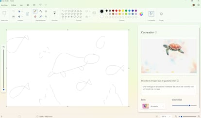 Pantallazo de la herramienta Paint con inteligencia artificial.
