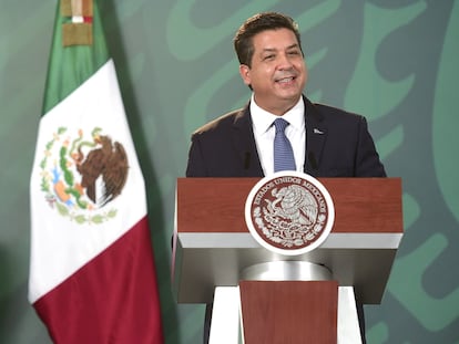 El gobernador de Tamaulipas, Francisco García Cabeza de Vaca, en una conferencia en Reynosa (Tamaulipas) en agosto de 2020.