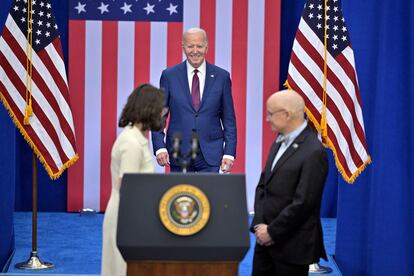 Joe Biden en Goffstown (New Hampshire), el lunes.