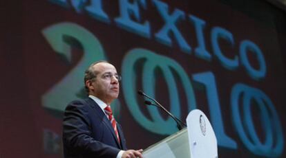 El presidente de México, Felipe Calderón, durante la presentación de los actos del Bicentenario.