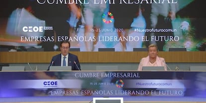 El presidente de CEOE, Antonio Garamendi, junto a María José Álvarez, presidenta de Eulen.